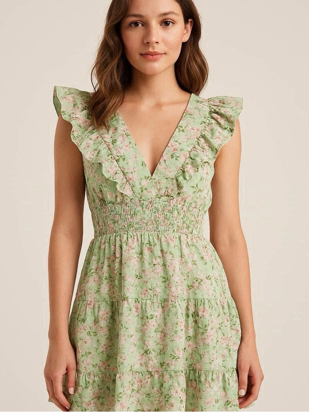 NWT BCBGeneration Floral Ruffle Mini Dress – Size M – Spring Green - Picture 8 of 9